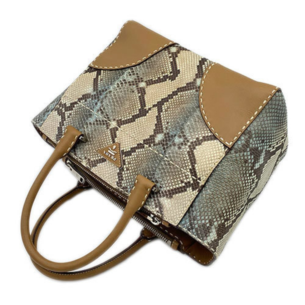 Prada 2way Silver Handbag Python Shoulder Leather… - image 1